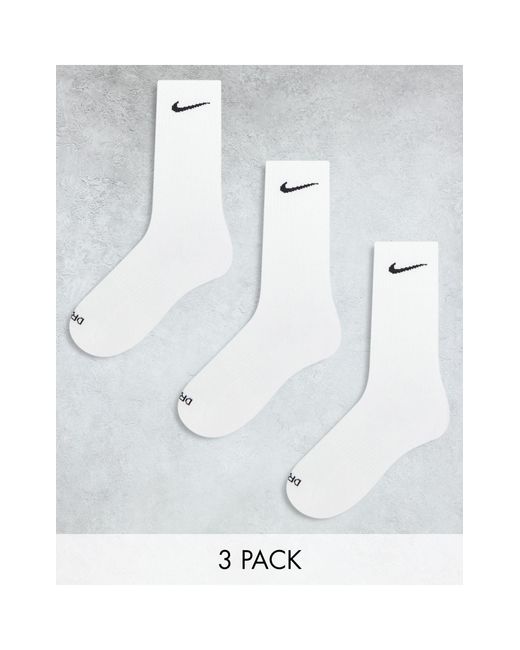 Nike White Training Everyday Cushioned Plus 3 Pack Crew Socks