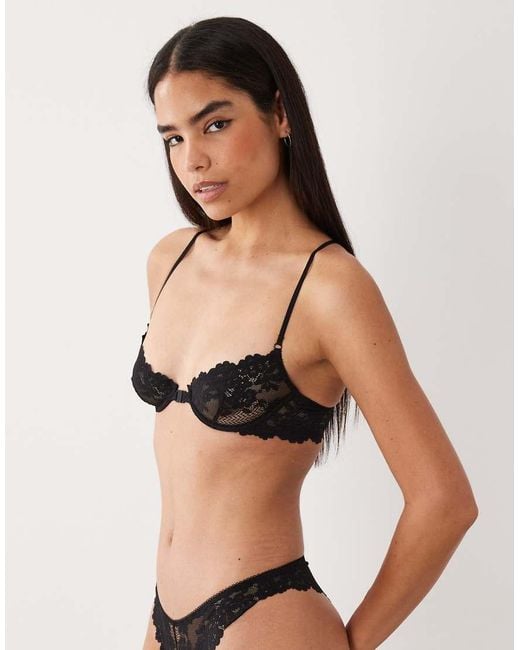 ASOS Black Ruby Lace Underwire Bra With Front Closure And Cross Back Detail