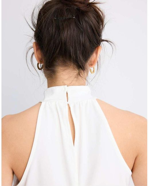 Stradivarius White Puff-effect Halter Top