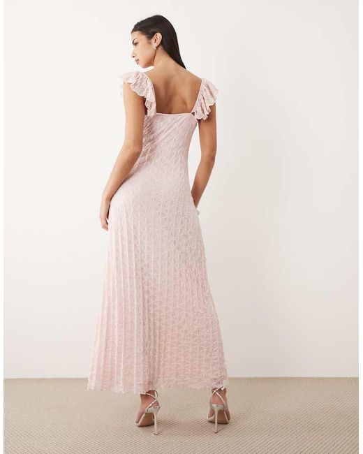 Gina Tricot Pink Frill Lace Maxi Dress