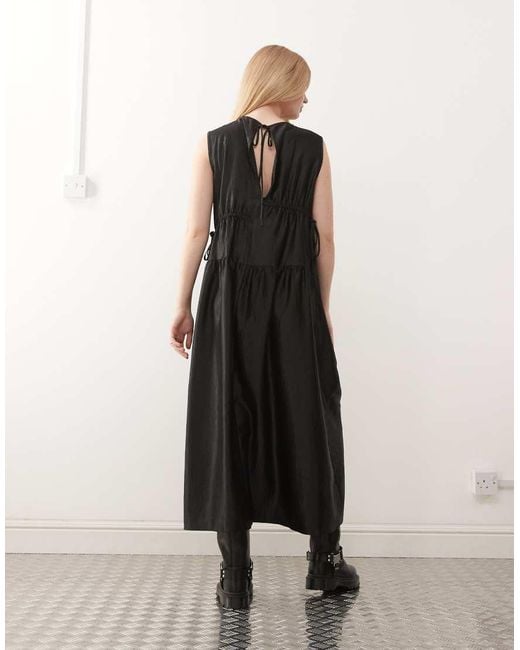 Collusion Black Multi Channel Satin Maxi Dress