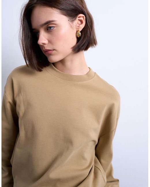 TOPSHOP Blue Premium Interlock Long Sleeve Skater Tee