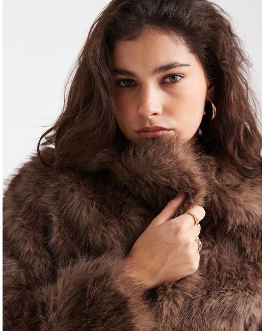 New Look Brown Cropped Faux Fur Jacket