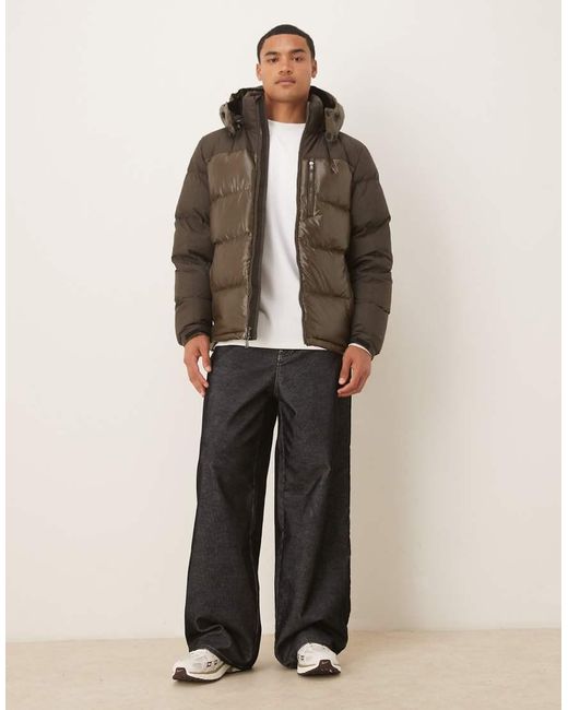 Polo Ralph Lauren Brown Gorham Icon Logo High Shine Insulated Down Puffer Jacket for men