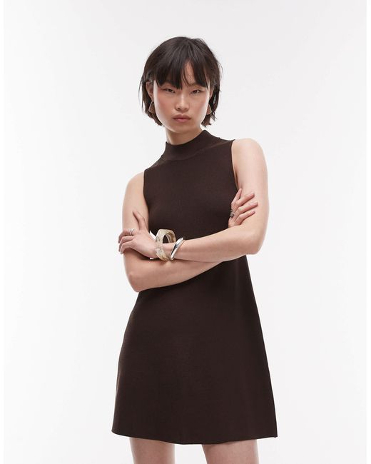 Mango Brown – minikleid aus kompaktem strick