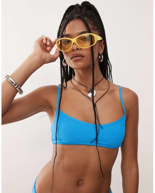 Brassière effet froissé à assortir Collusion en coloris Blue