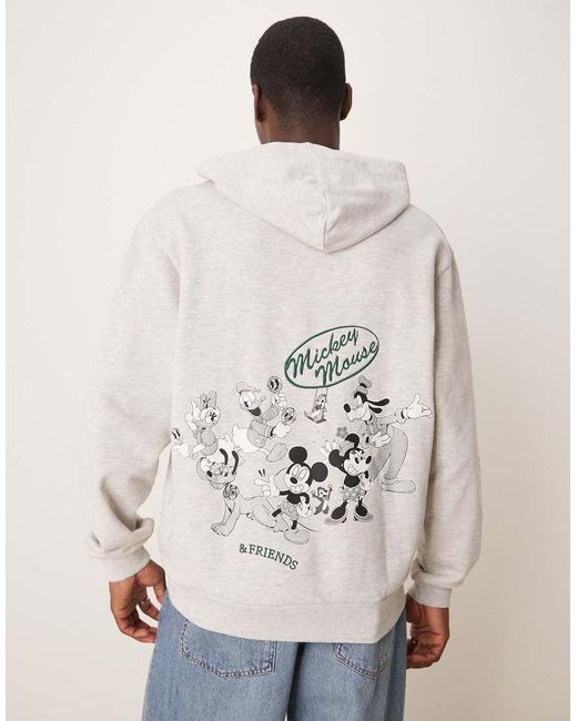 ASOS Oversized Uniseks Hoodie Met Disney Mickey Mouse & Friends-Prints in het White