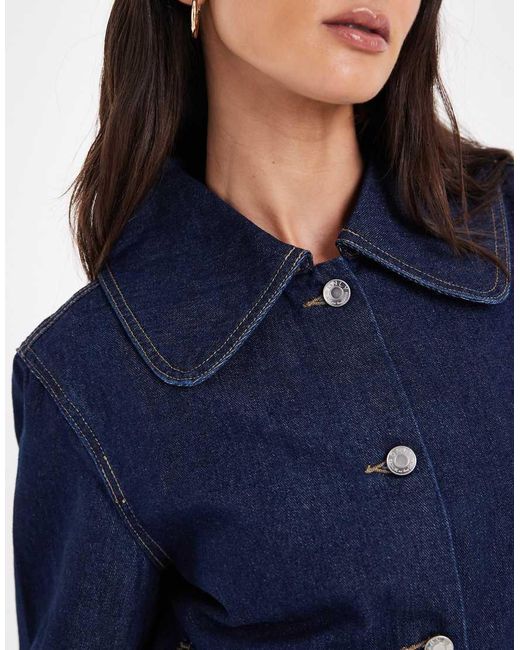 ONLY Blue Denim Jacket With Oversized Collar