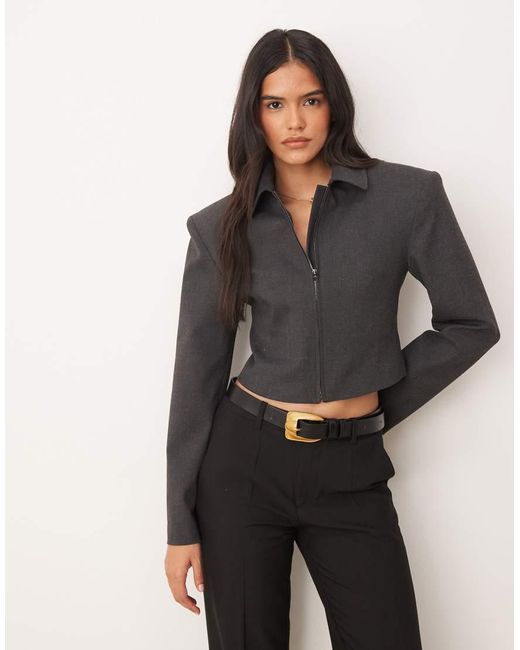 ASOS Black Tailored Crop Cinch Zip Through Jacket