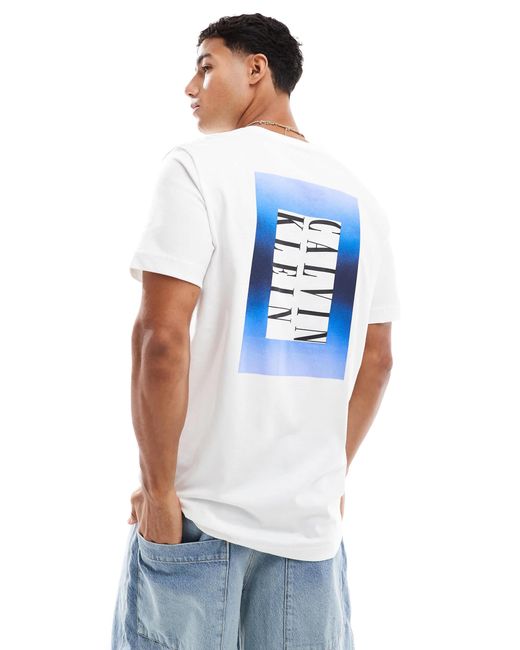 Calvin Klein Blue Ombre Box Back Print T-shirt for men