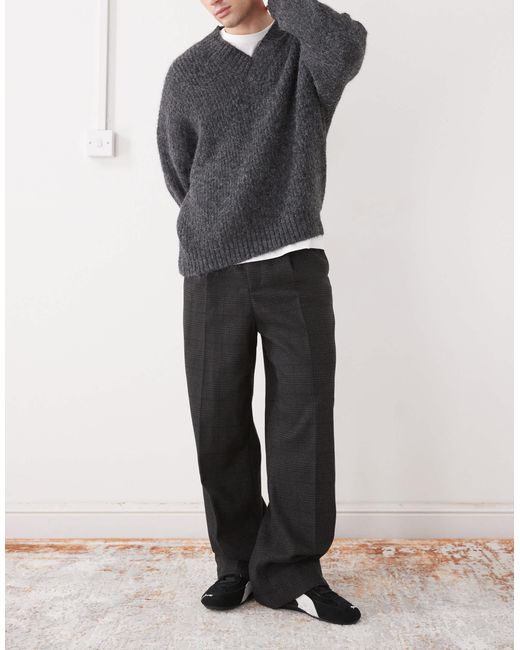 Weekday Black Uno Loose Fit Tailored Trousers for men