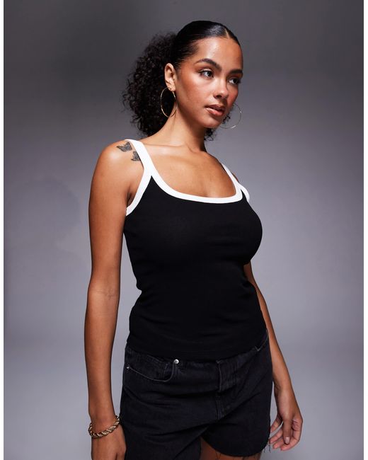 River Island Black Contrast Seam Detail Cami