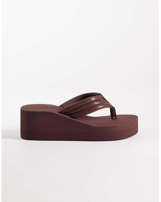 SEQWL Brown Thong Flatform Wedges