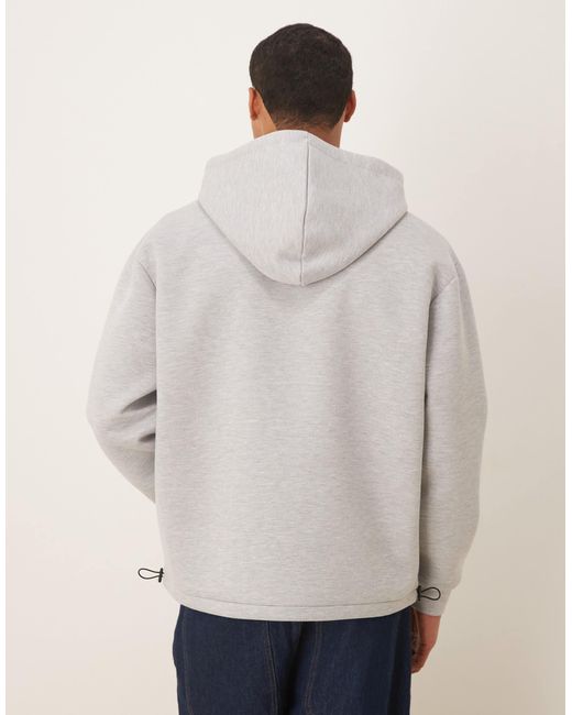 Sweat à capuche oversize en tissu style néoprène avec ourlet fixe et cordon ASOS pour homme en coloris Gray