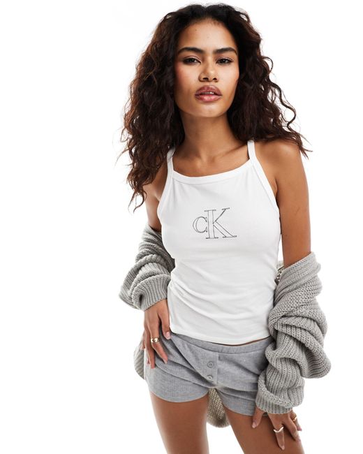Calvin Klein White Outline Logo Vest