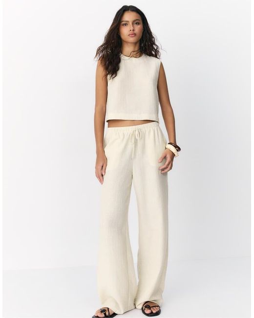 Stradivarius Natural Flowing Metallic Thread Trousers