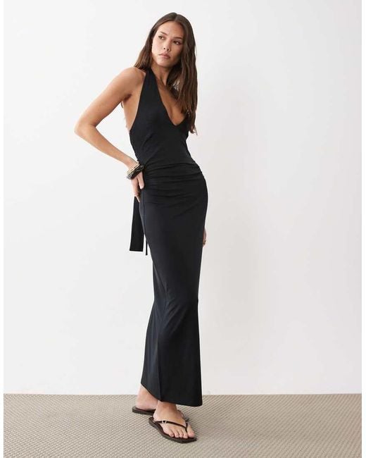 ASOS White Tie Back Halter Midi Dress