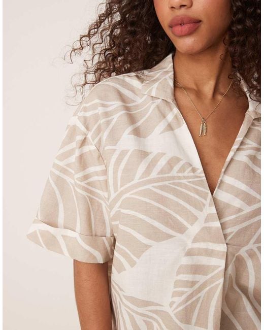 Vila Natural Boxy Polo Detail Top Co-ord