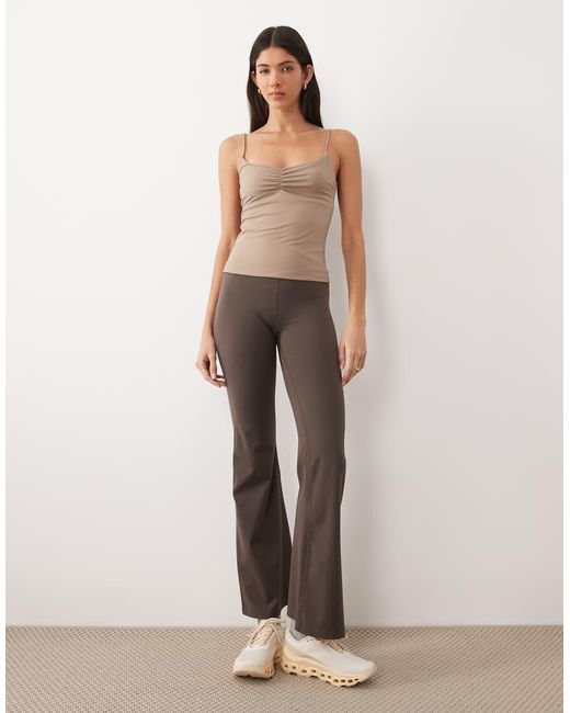 Gina Tricot Brown Cropped Soft Yoga Top