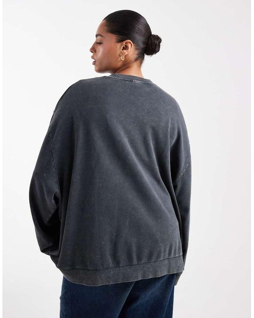 ASOS Gray Asos Design Curve Oversized Sweatshirt With Eagle Graphic