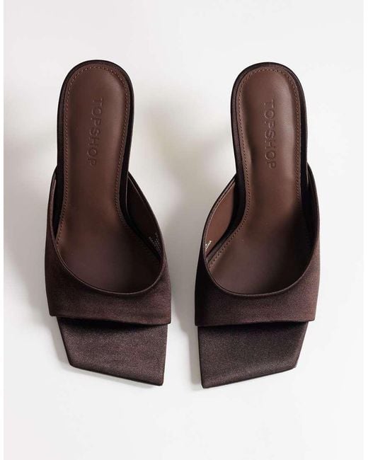 TOPSHOP Natural Nicole Angular Mid-height Heeled Mules