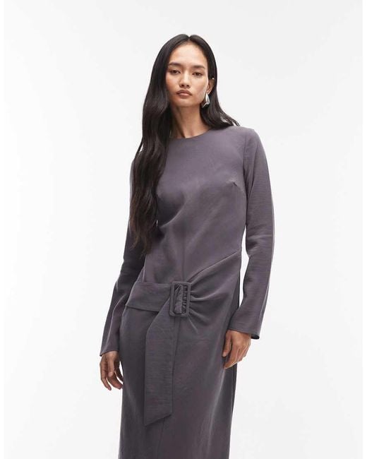 ASOS White Slash Neck Drop Waist Belted Maxi Dress
