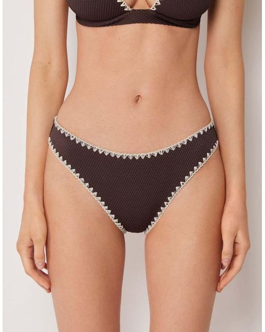 Calzedonia Black Bikini Bottoms Bicolor Embroidery