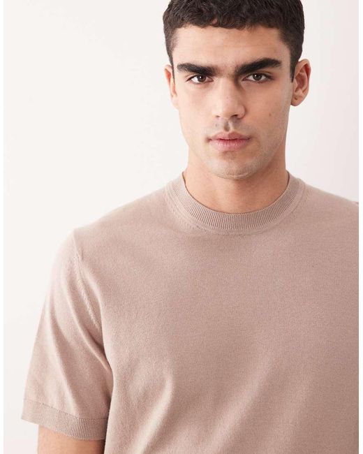 ASOS Natural Essential Relaxed Fine-Knit Crew-Neck for men