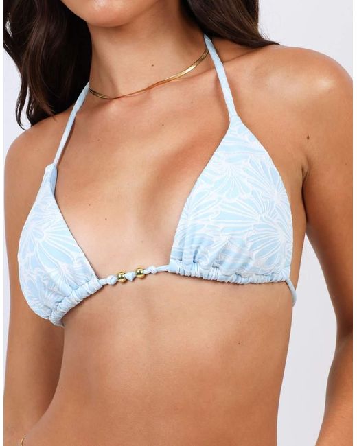 SIMMI White Floral Textured Triangle Bikini Top