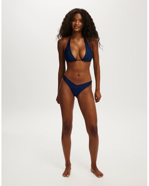 Cotton On Blue Dip Front High Side Brazilian Bikini Bottom