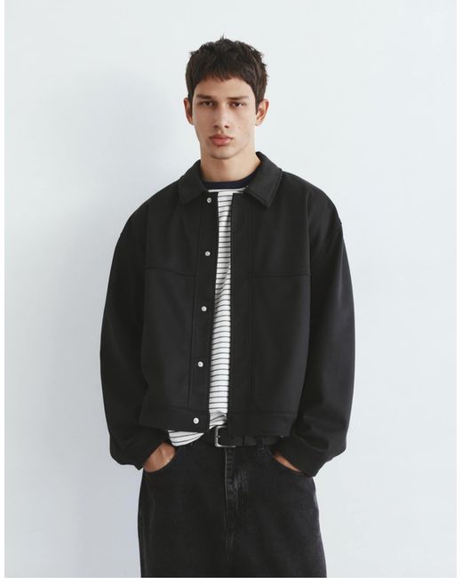 Pull&Bear – strukturierte jacke in Black für Herren