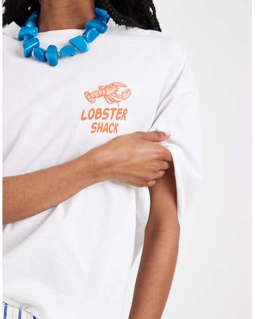 Vero Moda White Lobster Oversized Graphic T-shirt