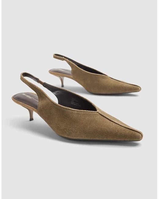 River Island White Suede Slingback Kitten Heels
