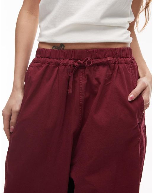 TOPSHOP Cargobroek Met Elastische Taille in het Red