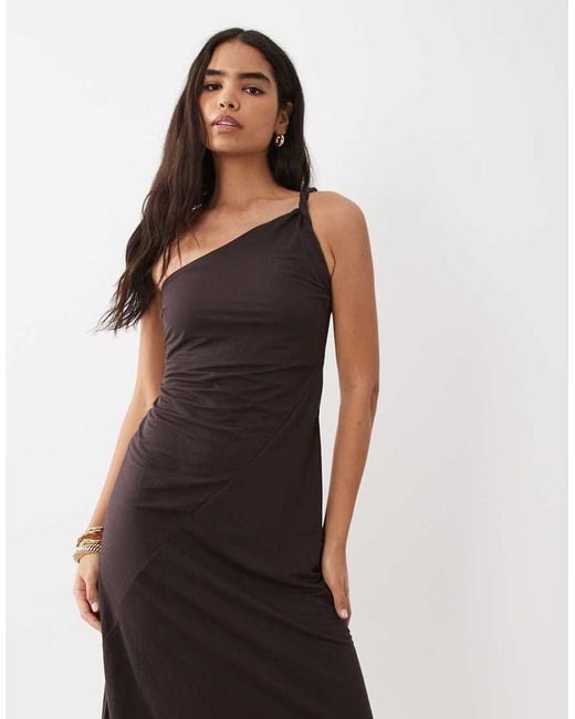 Mango White One Shoulder Maxi Dress