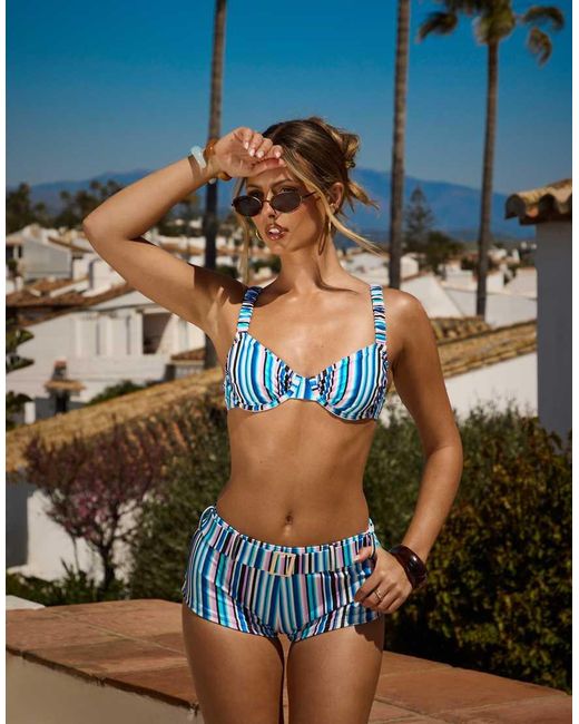 South Beach Blue X Sasha Corte-t Ruched Underwire Bikini Top