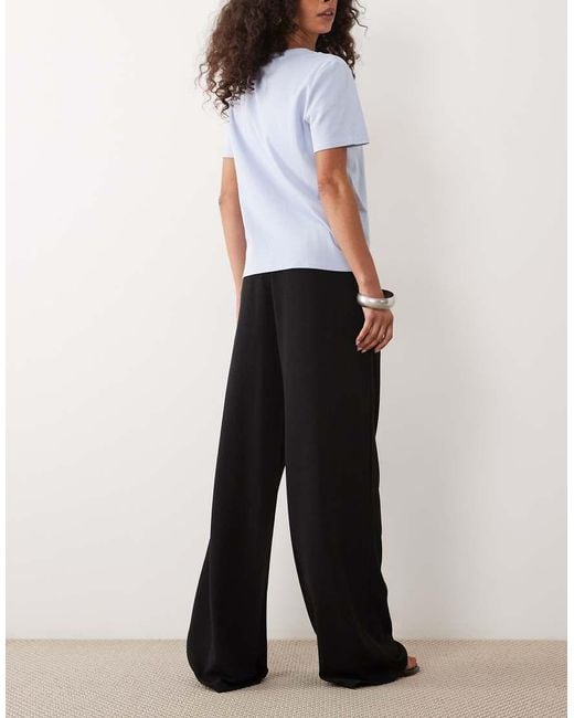 Vila Black Wide Leg Pleated Trousers