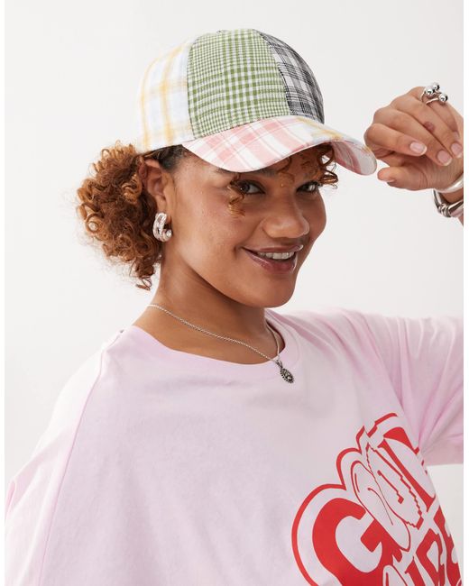 Collusion Multicolor Unisex Spliced Check Cap