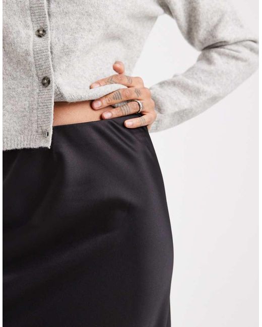 Vero Moda Gray Satin Bias Midi Skirt