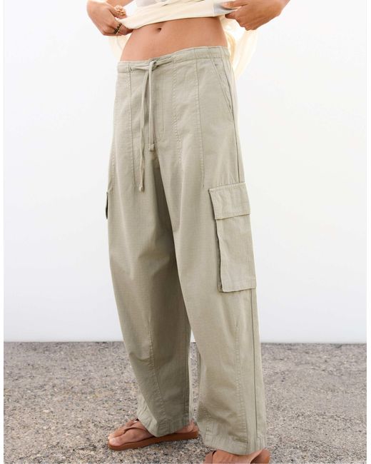 Pull&Bear Green – balloon fit cargohose