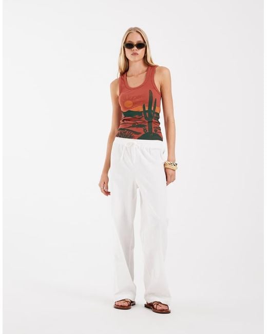 ASOS White Scoop Neck Vest With Desert Graphic