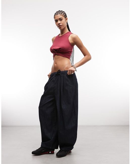 Noisy May Red Twist Front Crop Top