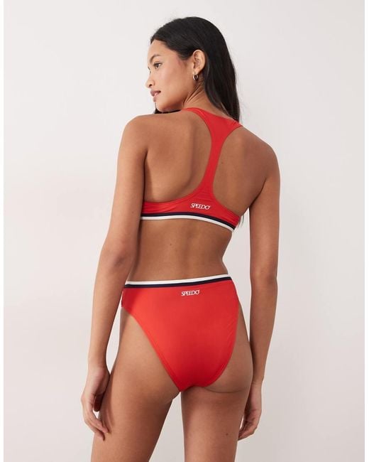 Speedo Red Jetstream Texture Scoop Bikini Bottom