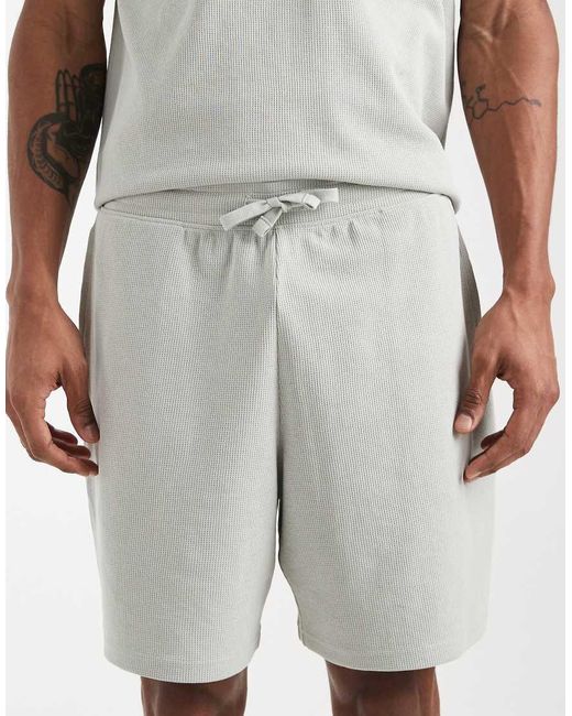 New Look Gray Co-ord Waffle Shorts for men