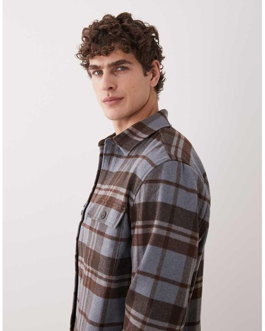 Mango Brown Wool Mix Shacket for men