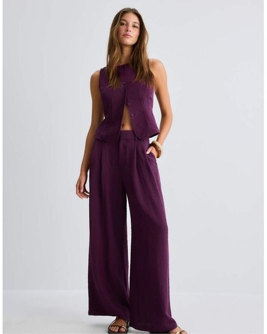 Stradivarius Purple Buttoned Waistcoat