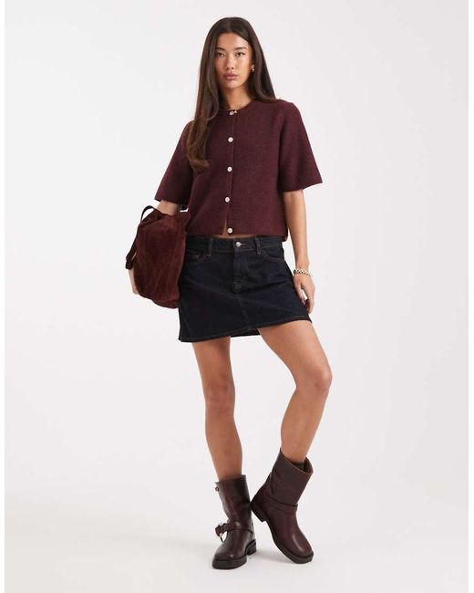 Pieces Red Soft Knit Short Sleeve Cardigan