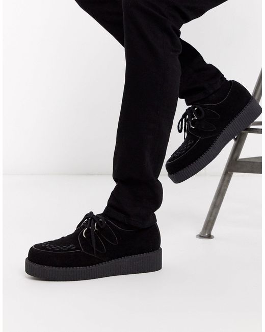 Truffle Collection Black Lace Up Creeper for men