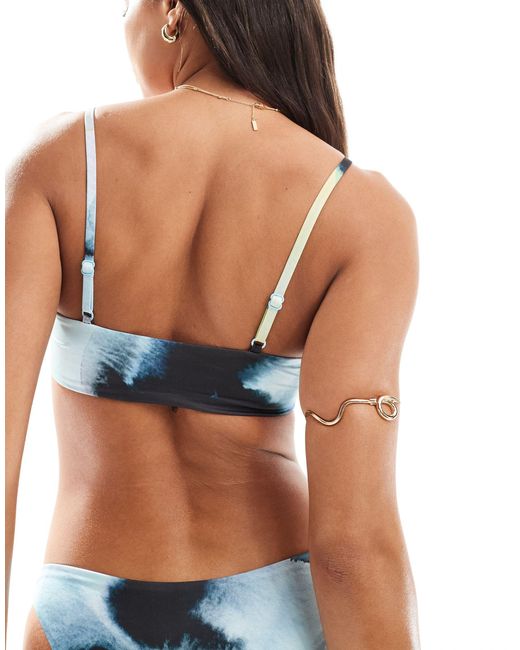 Whitney - crop top bikini skinny con stampa effetto acquerello di ASOS in Blue