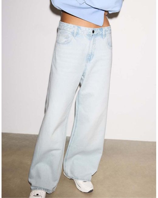 Stradivarius Blue Wide-leg Jeans